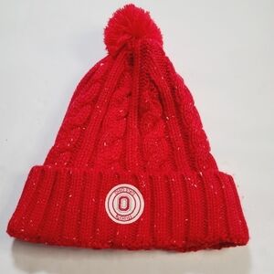 Nike Ohio State Buckeyes  Red Cable Knit Winter Pom Pom Hat